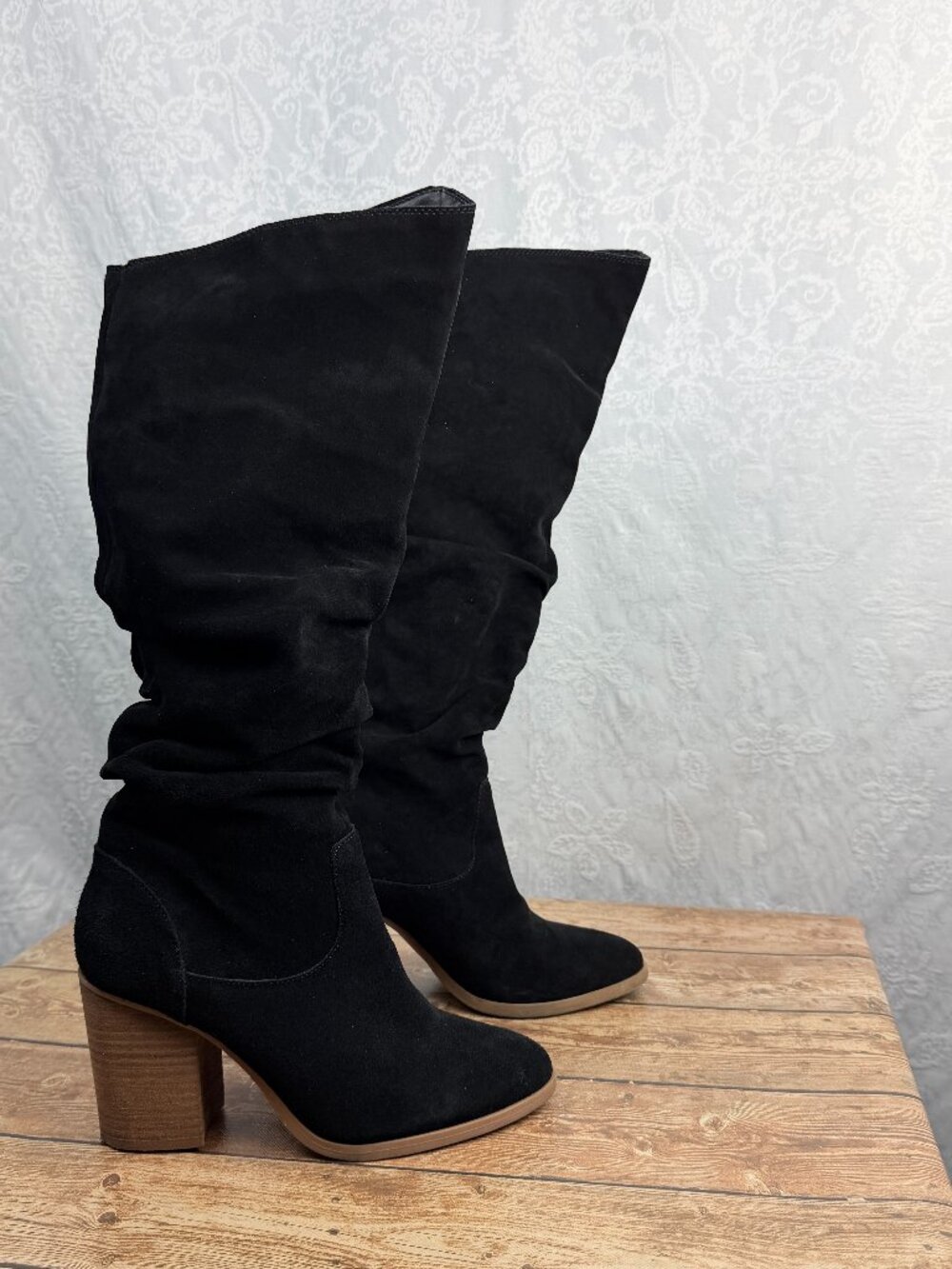Nine West Black Slouch Tall Heeled Boots Size 9 Title: Nine West Women's Black